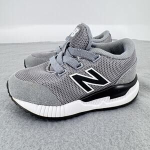 New Balance 009 Shoes Kids Size 5 Gray‎ Black Athletic Running Sneakers KV009GBI